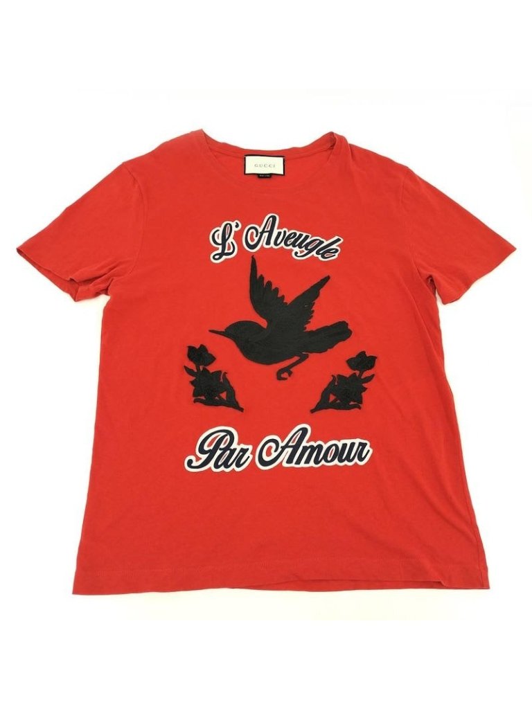 Gucci T-Shirt Red Embroidery Size